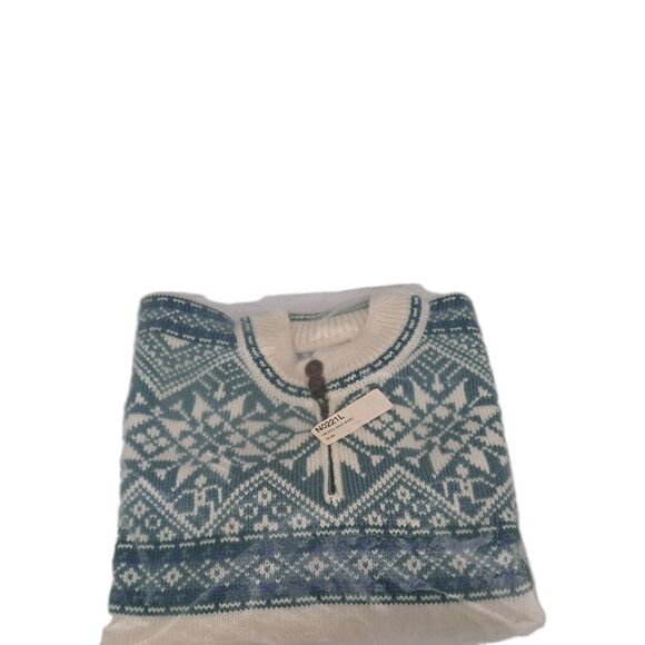 Vintage Dale of Norway Wool Sweater Nordic Snowflake Knit Pullover Cream Blue - Picture 10 of 10